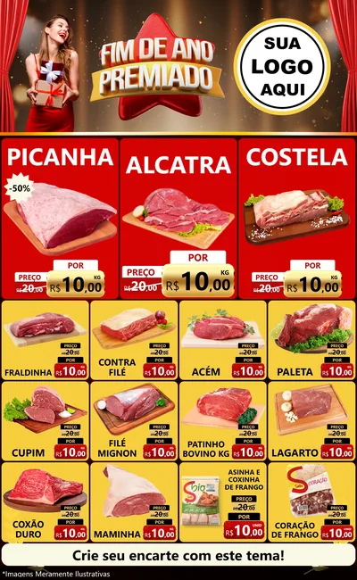 Modelo de Encarte para Encarte Grande com o tema Fim de Ano Premiado para Açougue
