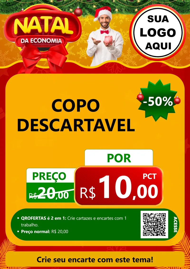 Modelo de Cartaz para Cartaz A4 Vertical com o tema Natal da Economia para Embalagens
