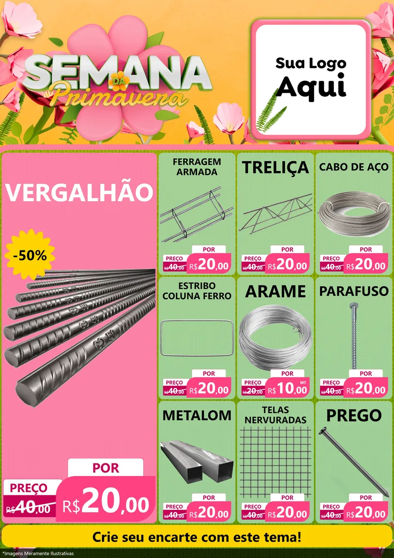 Modelo de Encarte para Encarte A4 Vertical com o tema Semana da Primavera para Ferragens