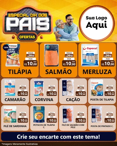 Modelo de Rede Social para Feed Instagram com o tema Especial Dia dos Pais para Peixaria