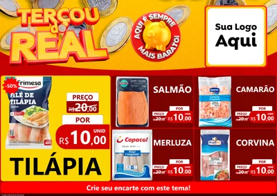 Modelo de Encarte para Encarte A4 Horizontal com o tema Terçou do Real para Peixaria