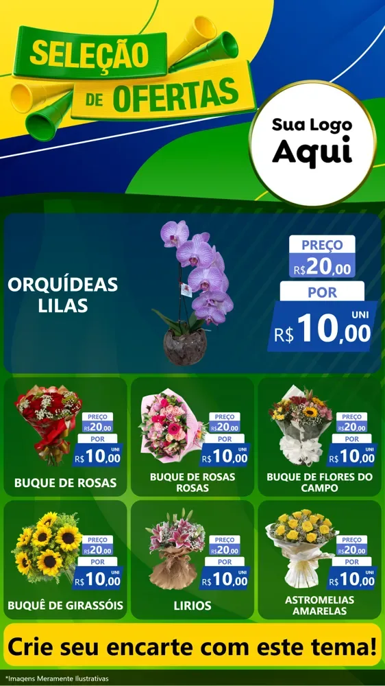 Modelo de Rede Social para Stories com o tema Seleção de Ofertas - Copa para Floricultura e jardim