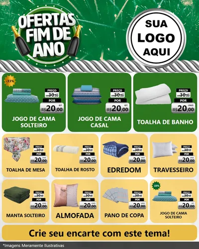 Modelo de Rede Social para Feed Instagram com o tema Ofertas Fim de Ano para Cama, Mesa e Banho