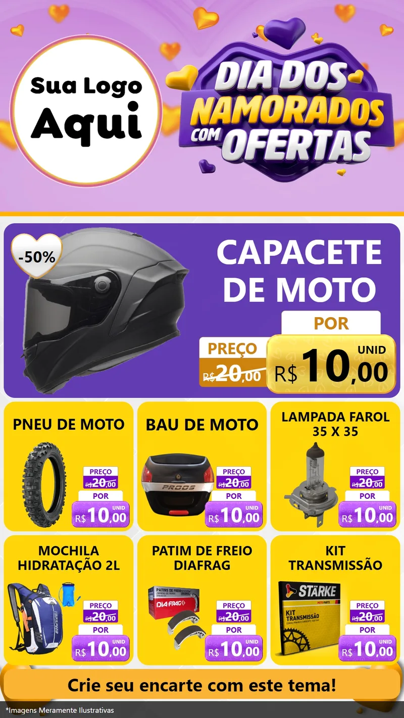 Modelo de Rede Social para Stories com o tema Dia Dos Namorados Com Ofertas para Moto peças