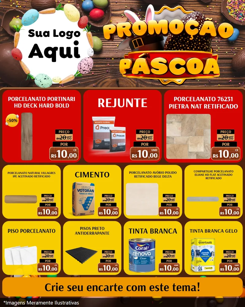 Modelo de Rede Social para Feed Instagram com o tema Promoção Páscoa para Pisos e revestimentos