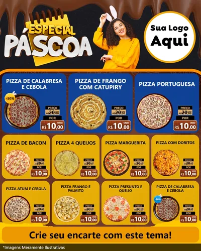 Modelo de Rede Social para Feed Instagram com o tema Especial Páscoa para Pizzaria