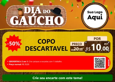 Modelo de Cartaz para Cartaz A4 Horizontal com o tema Dia do Gaúcho para Embalagens