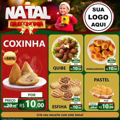 Modelo de Rede Social para Feed Facebook com o tema Natal da Economia para Salgadaria