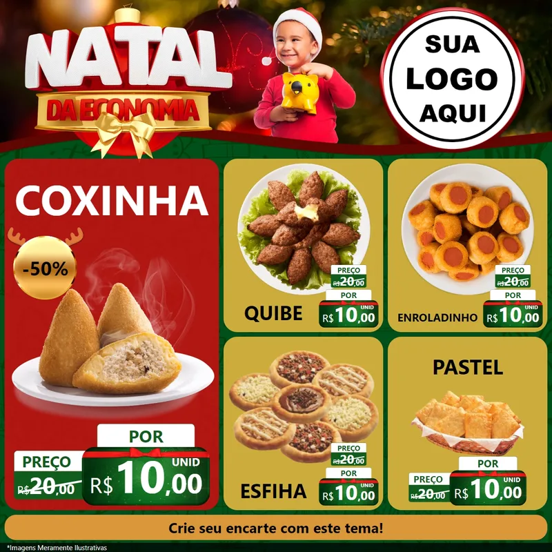 Modelo de Rede Social para Feed Facebook com o tema Natal da Economia para Salgadaria
