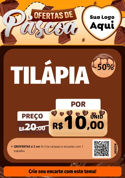 Modelo de Cartaz para Cartaz A4 Vertical com o tema Ofertas de Páscoa para Peixaria