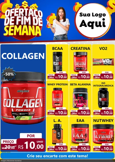 Modelo de Encarte para Encarte A4 Vertical com o tema Ofertaço de Fim de Semana para Suplementos alimentares