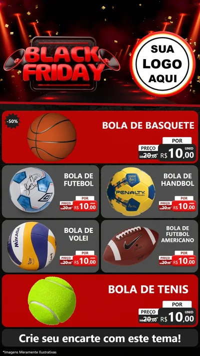 Modelo de TV para TV Vertical com o tema Black Friday para Artigos Esportivos