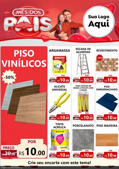 Modelo de Encarte para Encarte A4 Vertical com o tema Mês dos Pais para Material para Construção