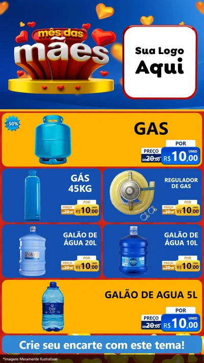 Modelo de TV para TV Vertical com o tema Mês das Mães para Água e gás