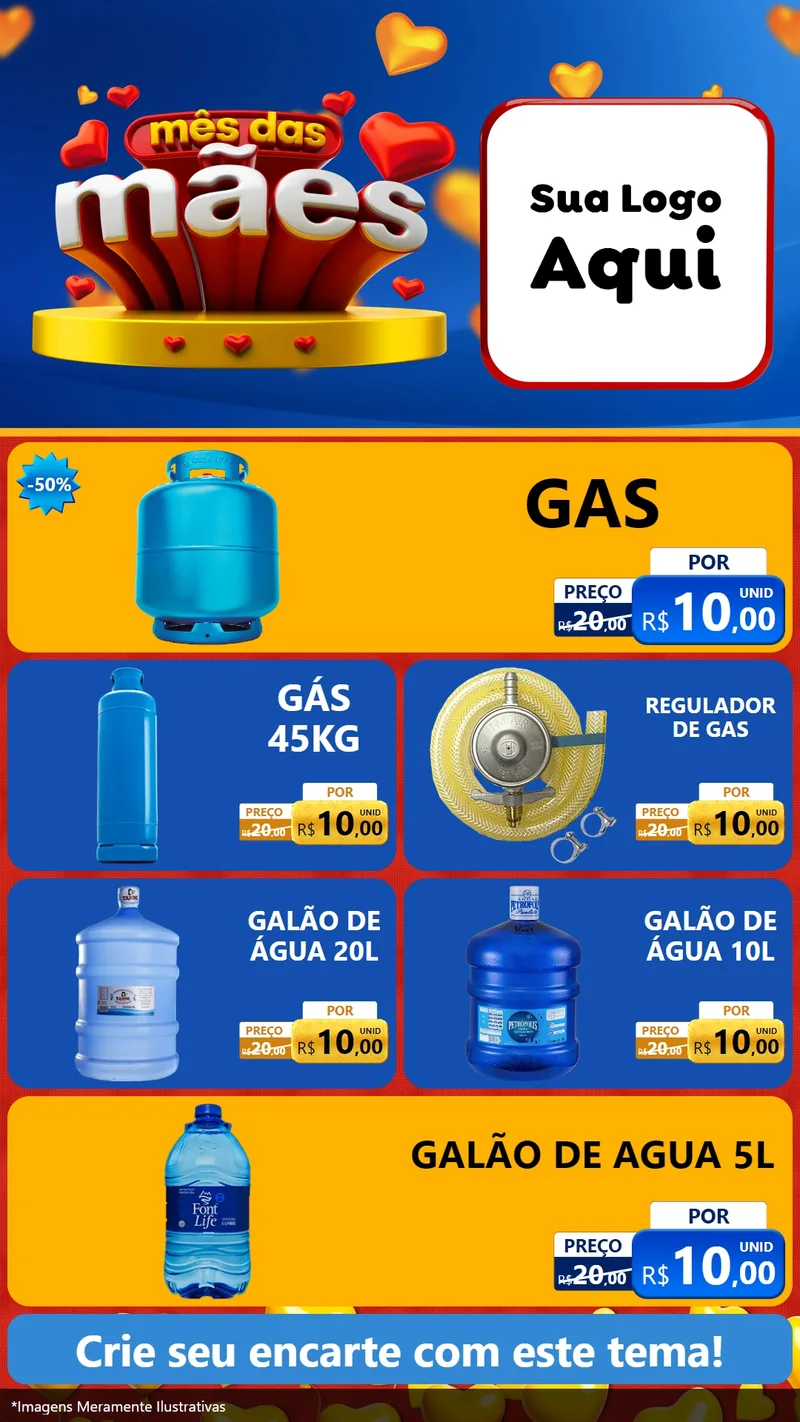 Modelo de TV para TV Vertical com o tema Mês das Mães para Água e gás
