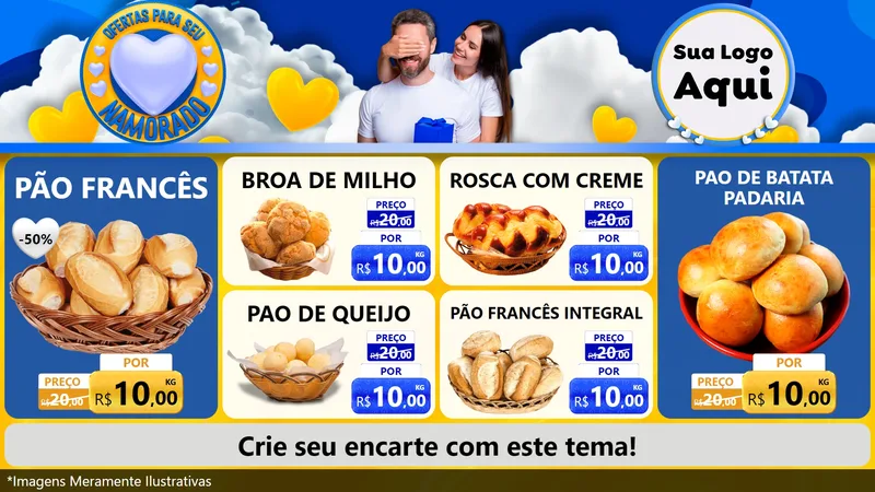 Modelo de TV para TV Horizontal com o tema Ofertas Para Seu Namorado para Padaria
