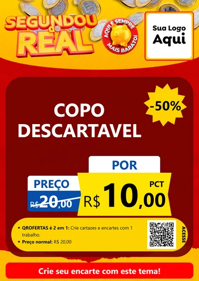 Modelo de Cartaz para Cartaz A4 Vertical com o tema Segundou do Real para Embalagens