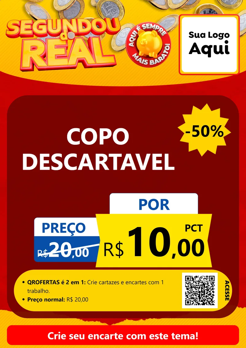 Modelo de Cartaz para Cartaz A4 Vertical com o tema Segundou do Real para Embalagens