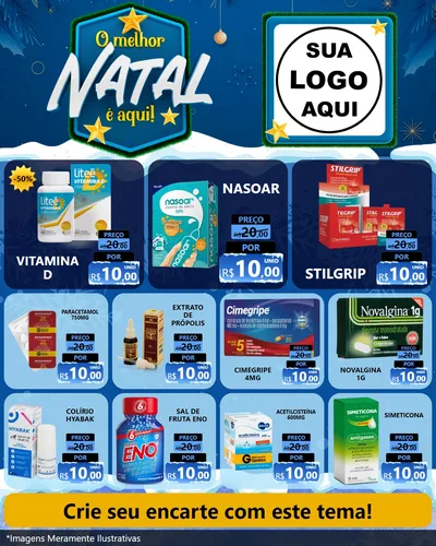 Modelo de Rede Social para Feed Instagram com o tema O Melhor Natal É Aqui! para Farmácia