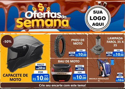 Modelo de Encarte para Encarte A4 Horizontal com o tema Ofertas da Semana - Páscoa para Moto peças