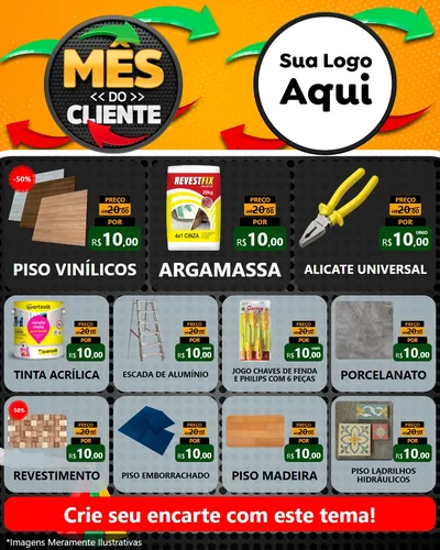 Modelo de Rede Social para Feed Instagram com o tema Mês do Cliente para Material para Construção