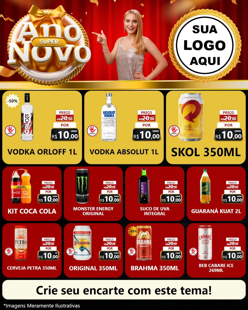 Modelo de Rede Social para Feed Instagram com o tema Super Ano Novo para Distribuidora de bebidas
