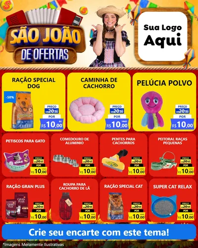 Modelo de Rede Social para Feed Instagram com o tema São João de Ofertas para Pet Shop