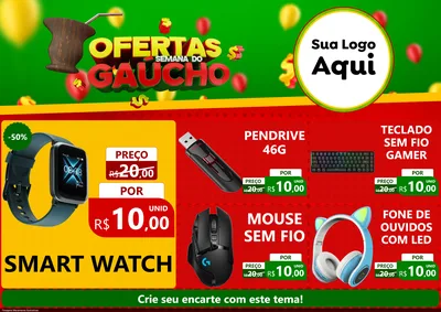 Modelo de Encarte para Encarte A4 Horizontal com o tema Ofertas Semana Do Gaúcho para Informática