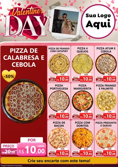 Modelo de Encarte para Encarte A4 Vertical com o tema Valentine's Day para Pizzaria