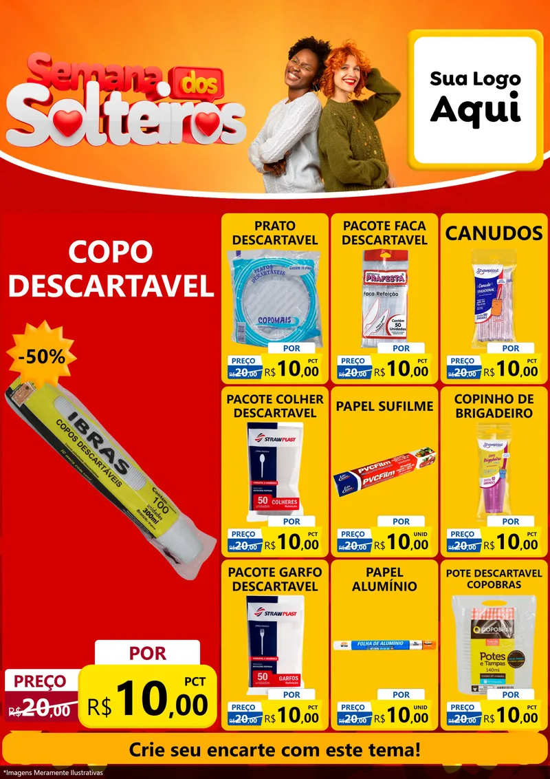 Modelo de Encarte para Encarte A4 Vertical com o tema Semana dos Solteiros para Embalagens