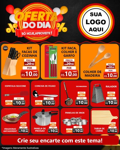Modelo de Rede Social para Feed Instagram com o tema Oferta do Dia - Só hoje, Aproveite! para Utilidades Domésticas