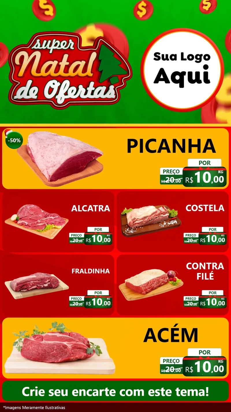 Modelo de TV para TV Vertical com o tema Super Natal de Ofertas para Açougue