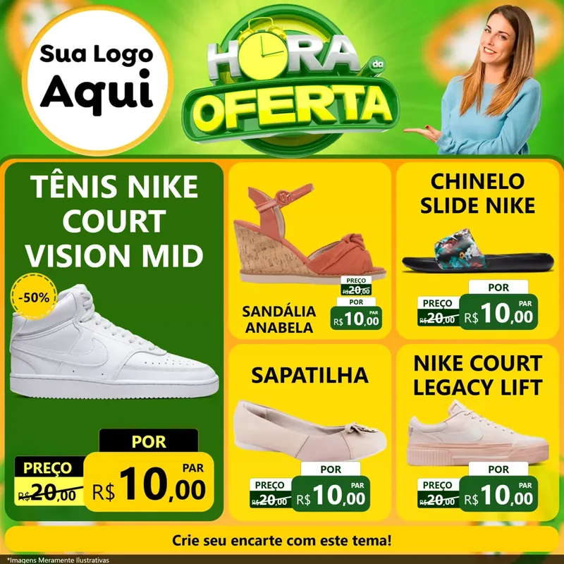 Modelo de Rede Social para Feed Facebook com o tema Hora da Oferta para Calçados
