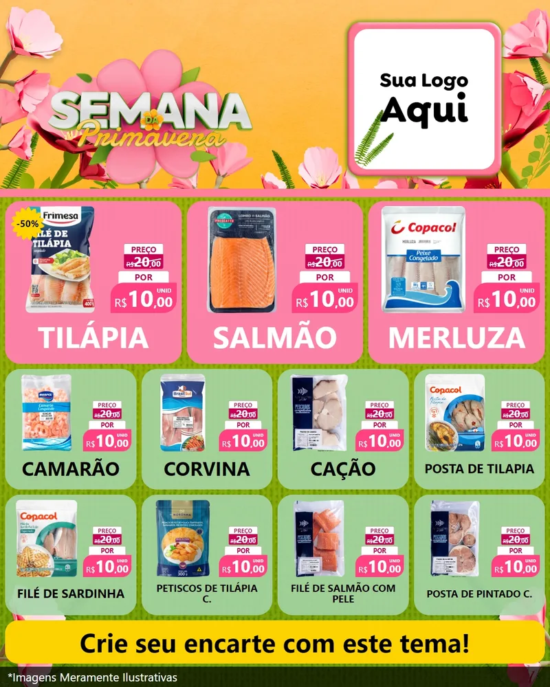 Modelo de Rede Social para Feed Instagram com o tema Semana da Primavera para Peixaria