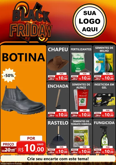 Modelo de Encarte para Encarte A4 Vertical com o tema Black Friday para Agropecuária