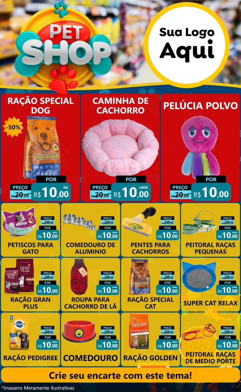 Modelo de Encarte para Encarte Grande com o tema Pet Shop para Pet Shop