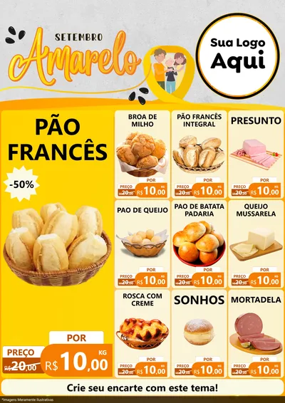 Modelo de Encarte para Encarte A4 Vertical com o tema Setembro Amarelo para Padaria