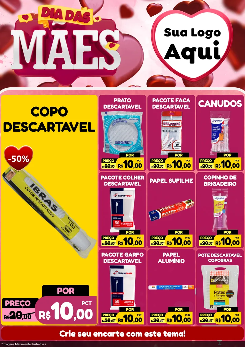 Modelo de Encarte para Encarte A4 Vertical com o tema Dia Das Mães para Embalagens