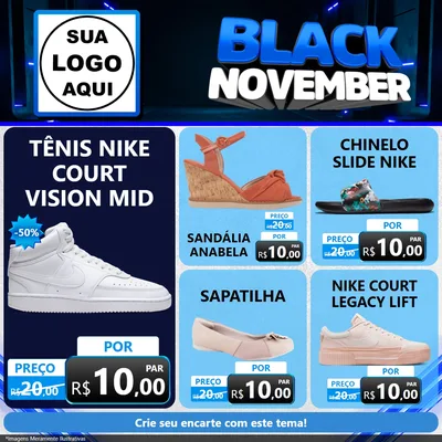 Modelo de Rede Social para Feed Facebook com o tema Black November para Calçados