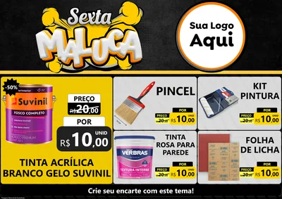Modelo de Encarte para Encarte A4 Horizontal com o tema Sexta Maluca para Tintas e Ferramentas