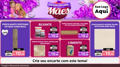 Modelo de TV para TV Horizontal com o tema Sorteio Dia das Mães para Pisos e revestimentos