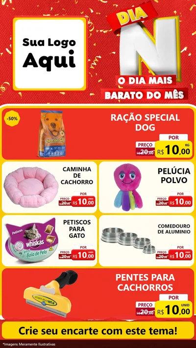 Modelo de TV para TV Vertical com o tema Dia N o Dia Mais Barato do Mês para Pet Shop