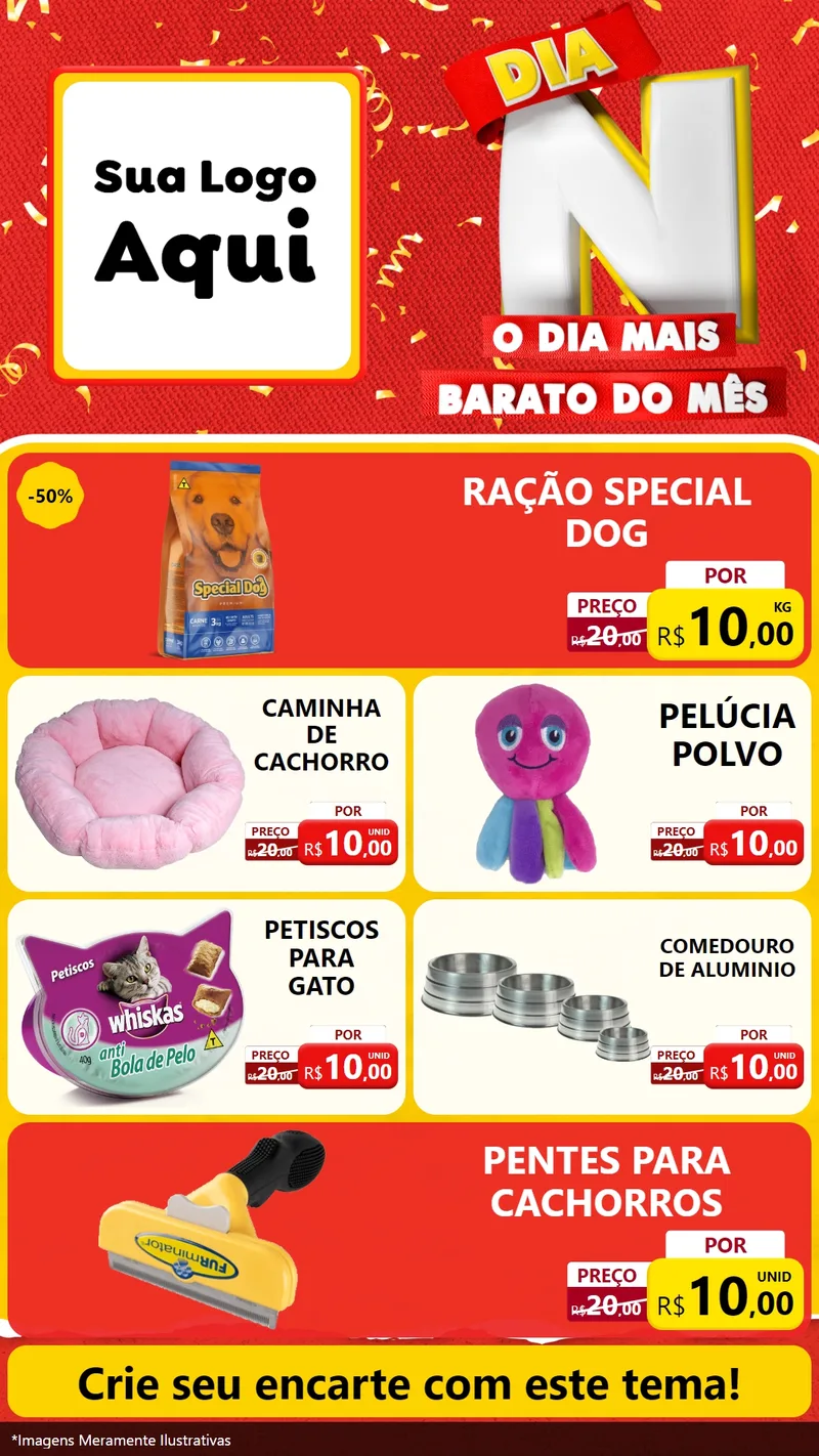 Modelo de TV para TV Vertical com o tema Dia N o Dia Mais Barato do Mês para Pet Shop