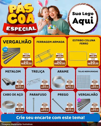 Modelo de Rede Social para Feed Instagram com o tema Páscoa Especial para Ferragens