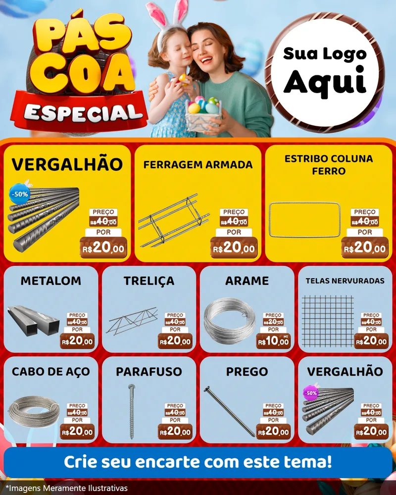 Modelo de Rede Social para Feed Instagram com o tema Páscoa Especial para Ferragens