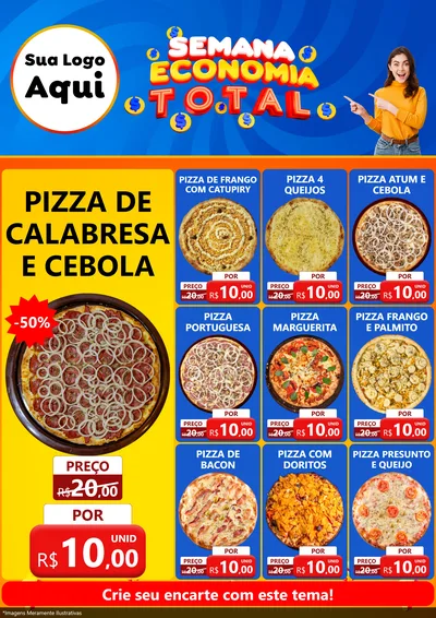 Modelo de Encarte para Encarte A4 Vertical com o tema Semana Economia Total para Pizzaria