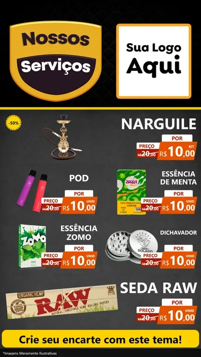 Modelo de TV para TV Vertical com o tema Nossos Serviços para Tabacaria