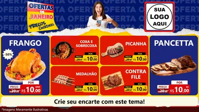 Modelo de TV para TV Horizontal com o tema Ofertas de Janeiro - Preços Incríveis para Assados