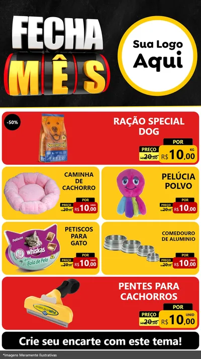 Modelo de TV para TV Vertical com o tema Fecha Mês para Pet Shop