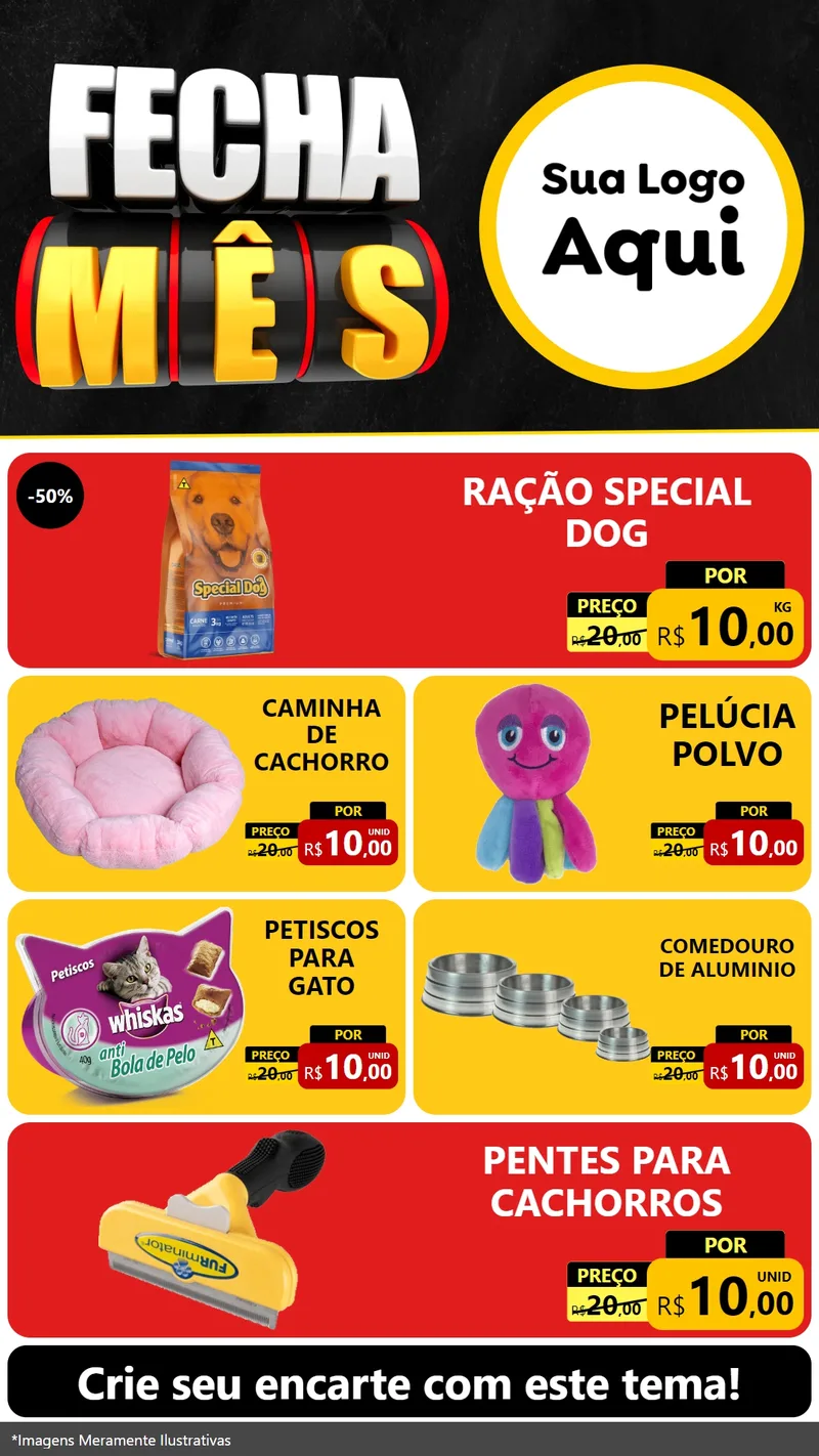 Modelo de TV para TV Vertical com o tema Fecha Mês para Pet Shop